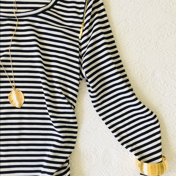 SOLD Michael Kors Black&White Striped Zipper Shirt - Picture 4 of 8